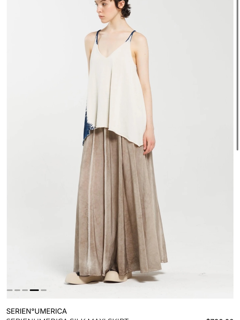 SERIENUMERICA Silk Maxi Skirt in Olive-Taupe - Picture 5 of 8